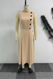 Casual Solid Color Basic Half A Turtleneck Sleeveless Dresses