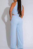 Casual Pocket Buttons Turndown Collar Sleeveless Two Pieces