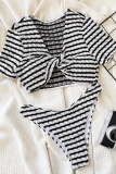 Sexy Stripe Patchwork Swimwears