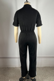 Casual Patchwork Zipper Zipper Collar Regular Jumpsuits
