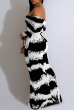 Sexy Zebra Print Print Contrast Off Shoulder Printed Dresses