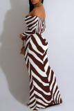 Sexy Zebra Print Print Contrast Off Shoulder Printed Dresses