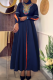 Casual Print Contrast V Neck Long Plus Size Dresses