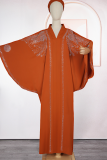 Casual Solid Color Hot Drill V Neck Long Dresses