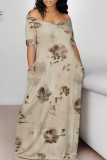 Casual Floral Print Pocket V Neck Printed Dresses
