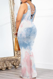 Casual Floral Print Contrast O Neck Printed Dresses