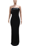 Elegant Solid Color Sequins Strapless Long Dresses