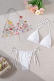 Sexy Patchwork Chains Backless Belted Swimsuit Three Piece Set (With Paddings)