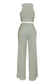 Casual Sportswear Daily Stripe Patchwork O Neck Sleeveless Two Pieces