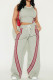 Casual Sportswear Daily Stripe Patchwork O Neck Sleeveless Two Pieces