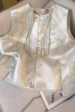 Daily Jacquard Buttons O Neck Tops