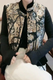 Daily Floral Print Buckle Mandarin Collar Tops