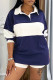 Casual Daily Patchwork Contrast Turndown Collar Long Sleeve Two Pieces