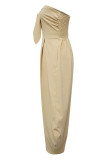 Sexy Casual Solid Color Backless Strapless Regular Jumpsuits