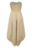 Sexy Casual Solid Color Backless Strapless Regular Jumpsuits