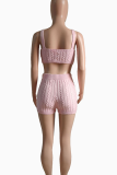 Sexy Solid Color Strap Design Spaghetti Strap Sleeveless Two Pieces