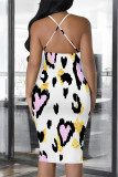Sexy Geometric Print Contrast Sling Dresses