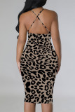 Sexy Geometric Print Contrast Sling Dresses