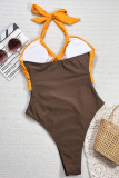 Sexy Hollow Out Contrast Swimwears