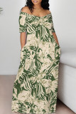 Sexy Geometric Print Pocket Contrast V Neck Printed Dresses