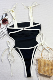 Sexy Strap Design Contrast Swimwears