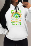 Casual Graffiti Print Letters Draw String Pocket Hooded Tops