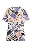 Casual Geometric Print Contrast V Neck T-Shirts