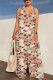Casual Geometric Print Pocket Lace Up Backless Halter Loose Jumpsuits