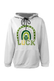 Casual Graffiti Print Letters Draw String Pocket Hooded Tops