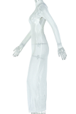 Sexy Solid Color Backless Turtleneck Long Dresses