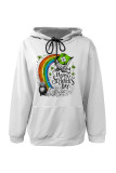 Casual Graffiti Print Letters Draw String Pocket Hooded Tops