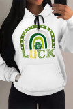 Casual Graffiti Print Letters Draw String Pocket Hooded Tops