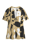 Casual Geometric Print Contrast V Neck T-Shirts