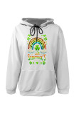 Casual Graffiti Print Letters Draw String Pocket Hooded Tops