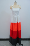 Casual Colorblock Strap Design Spaghetti Strap Long Dresses