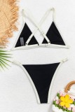 Sexy Patchwork Backless Contrast Swimwears