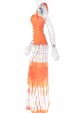Casual Tie Dye Backless Halter Sleeveless Two Pieces