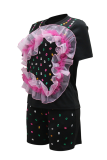 Casual Hot Drill O Neck Short Sleeve Two Pieces