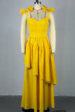 Sexy Solid Color Bow Decor Spaghetti Strap Long Dresses