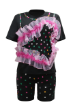 Casual Hot Drill O Neck Short Sleeve Two Pieces