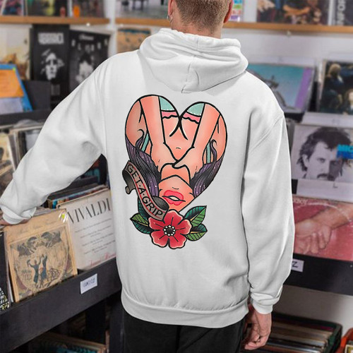 GET A GRIP PRINTED MEN'S HOODIE