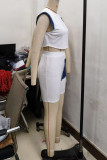 Casual Daily Patchwork Basic O Neck Short Sleeve Two Pieces