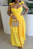 Sexy Solid Color Bow Decor Spaghetti Strap Long Dresses