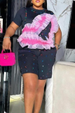Casual Hot Drill O Neck Short Sleeve Two Pieces