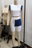 Casual Daily Patchwork Basic O Neck Short Sleeve Two Pieces