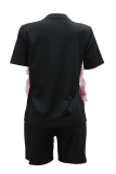 Casual Hot Drill O Neck Short Sleeve Two Pieces