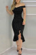 Sexy Elegant Solid Sequined Stringy Selvedge Off the Shoulder Evening Dress Dresses