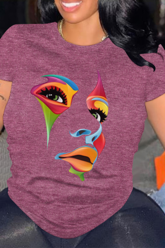 Casual portrait  Print  O Neck Tops