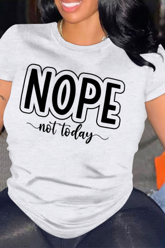 Casual Letter Print O Neck Tops