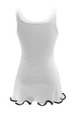 Sexy Solid Color Patchwork Backless U Neck Vest Dresses